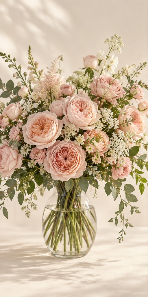 Soft pink garden roses
